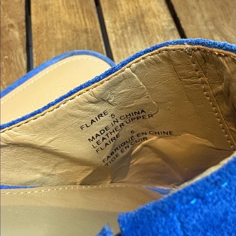 Saks Fifth Avenue Blue Suede Women's Slide Sandals - Picture 4 of 5